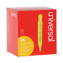 Universal Desk Highlighter Value Pack, Fluorescent Yellow Ink, Chisel Tip, Yellow Barrel, 36/Pack