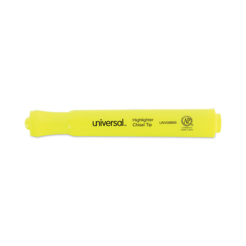 Universal Desk Highlighter Value Pack, Fluorescent Yellow Ink, Chisel Tip, Yellow Barrel, 36/Pack