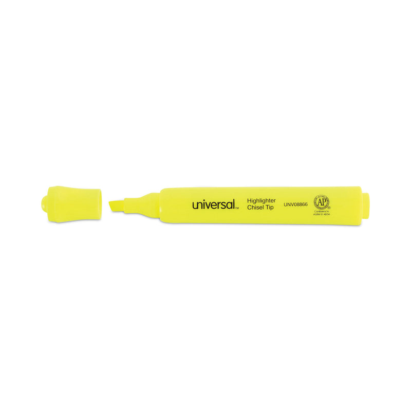 Universal Desk Highlighter Value Pack, Fluorescent Yellow Ink, Chisel Tip, Yellow Barrel, 36/Pack