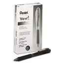 Pentel WOW! Ballpoint Pen, Retractable, Medium 1 mm, Black Ink, Black Barrel, Dozen