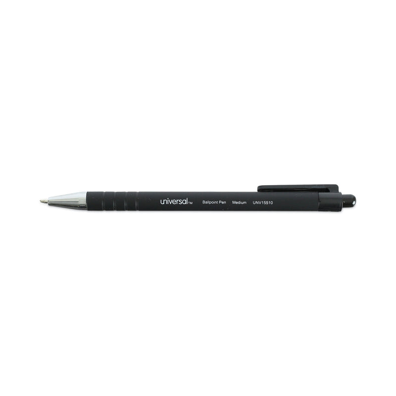 Universal Ballpoint Pen, Retractable, Medium 1 mm, Black Ink, Black Barrel, Dozen