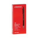 Universal Ballpoint Pen, Retractable, Fine 0.7 mm, Black Ink, Black Barrel, Dozen