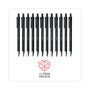 Universal Ballpoint Pen, Retractable, Fine 0.7 mm, Black Ink, Black Barrel, Dozen