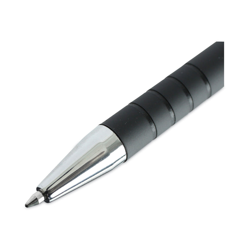 Universal Ballpoint Pen, Retractable, Fine 0.7 mm, Black Ink, Black Barrel, Dozen