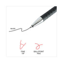 Universal Ballpoint Pen, Retractable, Fine 0.7 mm, Black Ink, Black Barrel, Dozen