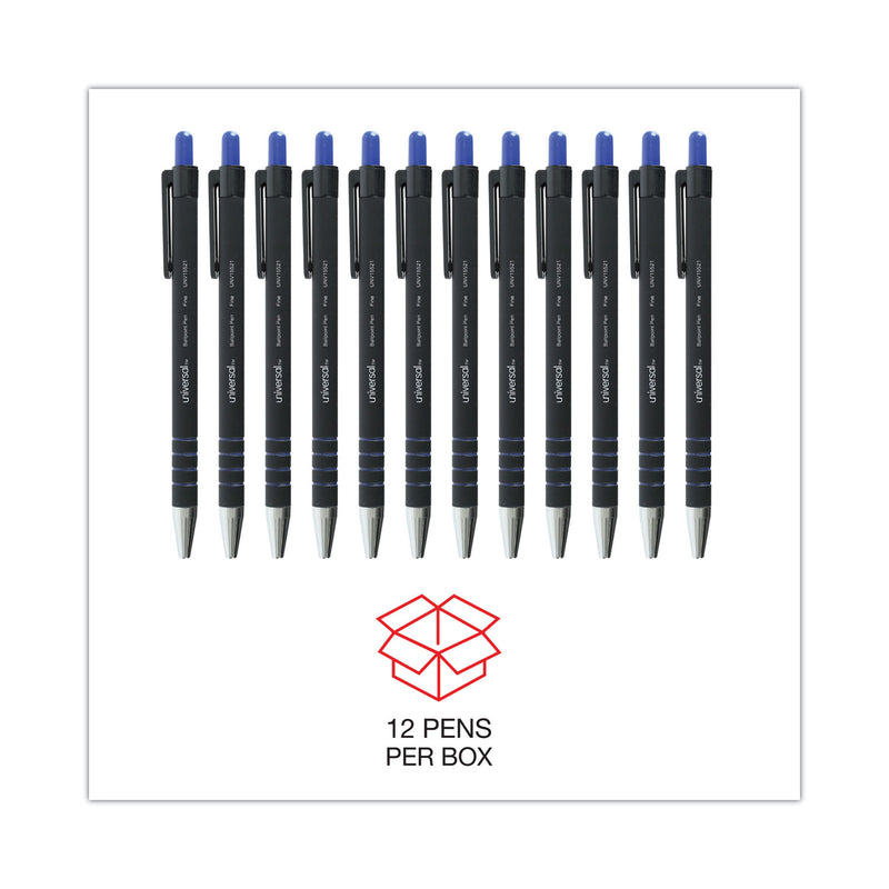 Universal Ballpoint Pen, Retractable, Fine 0.7 mm, Blue Ink, Blue Barrel, Dozen