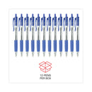 Universal Comfort Grip Ballpoint Pen, Retractable, Medium 1 mm, Blue Ink, Clear Barrel, Dozen