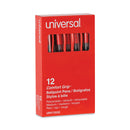 Universal Comfort Grip Ballpoint Pen, Retractable, Medium 1 mm, Red Ink, Clear Barrel, Dozen
