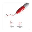 Universal Ballpoint Pen, Stick, Medium 1 mm, Red Ink, Gray Barrel, Dozen