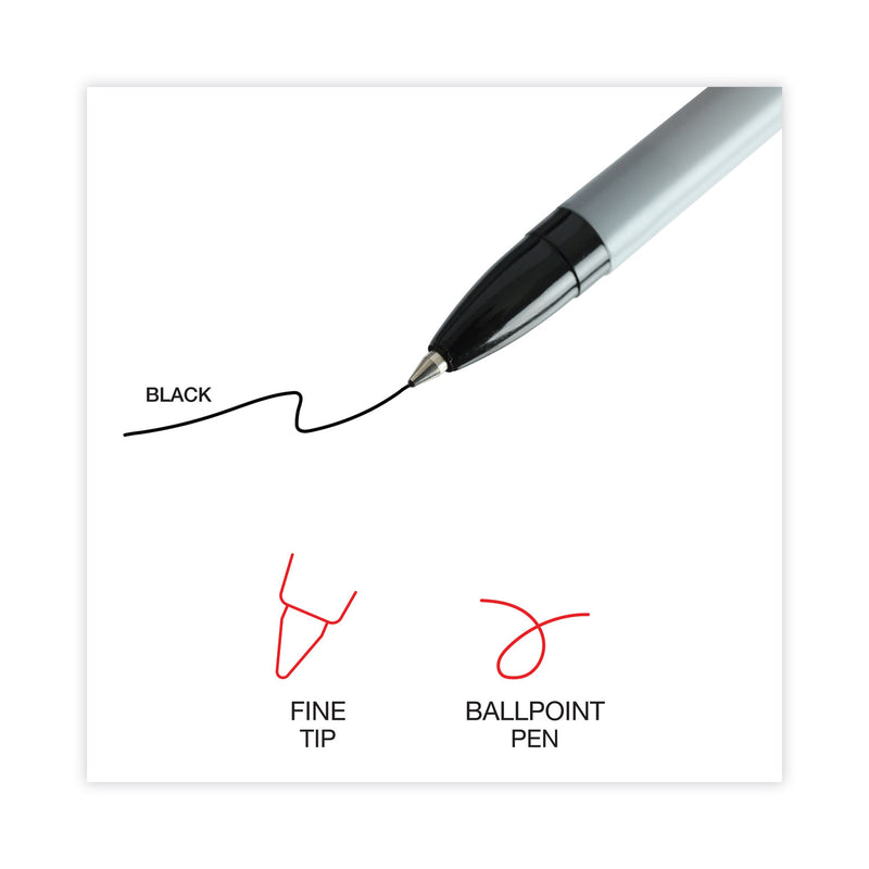 Universal Ballpoint Pen, Stick, Fine 0.7 mm, Black Ink, Gray Barrel, Dozen