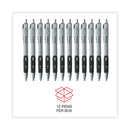 Universal Comfort Grip Gel Pen, Retractable, Medium 0.7 mm, Black Ink, Silver Barrel, Dozen