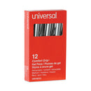 Universal Comfort Grip Gel Pen, Retractable, Medium 0.7 mm, Blue Ink, Silver Barrel, Dozen