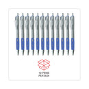 Universal Comfort Grip Gel Pen, Retractable, Medium 0.7 mm, Blue Ink, Silver Barrel, Dozen