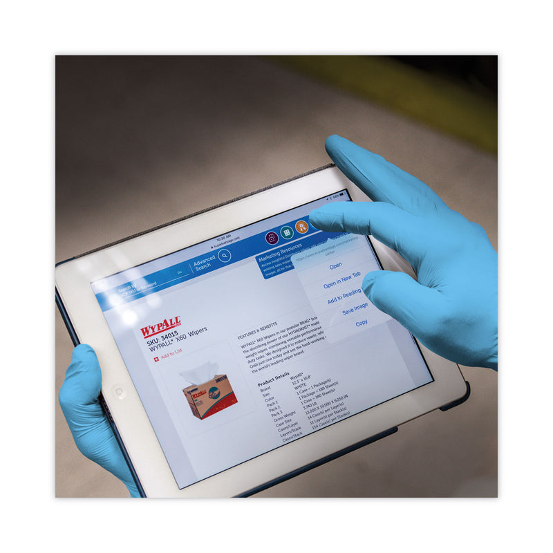 KleenGuard G10 Comfort Plus Blue Nitrile Gloves, Light Blue, Large, 100/Box