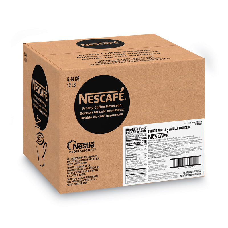 Nescafé Frothy Coffee Beverage, French Vanilla, 2 lb Bag, 6/Carton