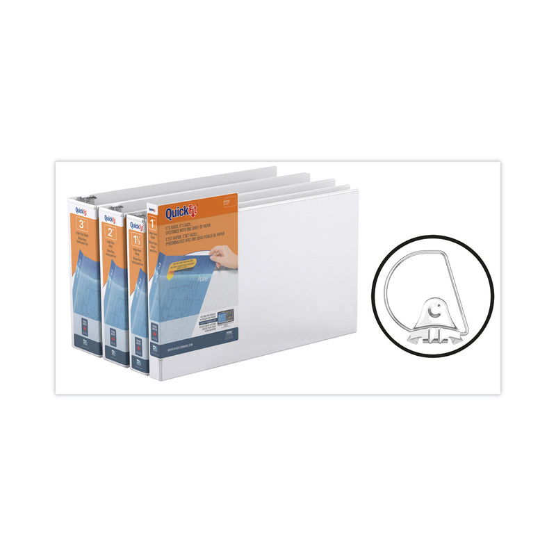 Stride QuickFit Ledger D-Ring View Binder, 3 Rings, 1" Capacity, 11 x 17, White