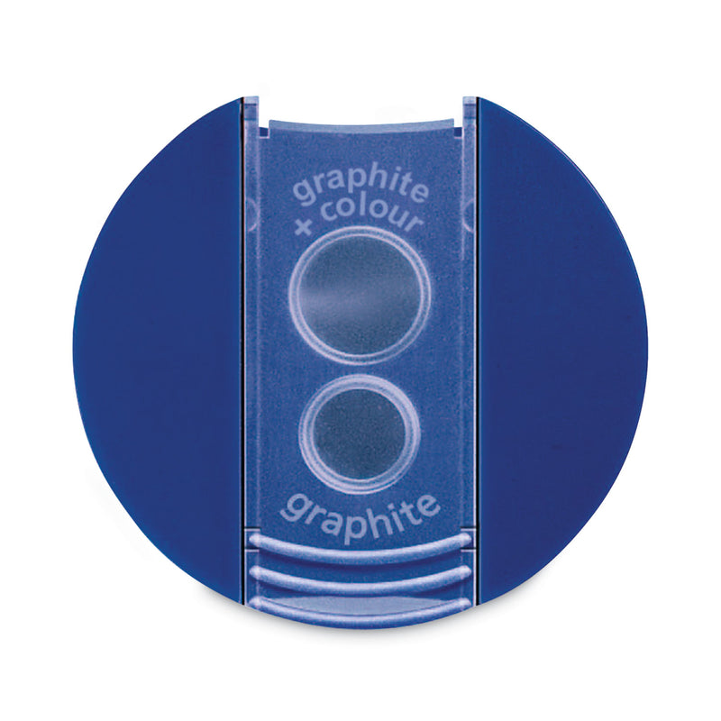 Staedtler Handheld Manual Double-Hole Plastic Sharpener, 1.57 x 1.65 x 2.2, Blue/Silver, 6/Box