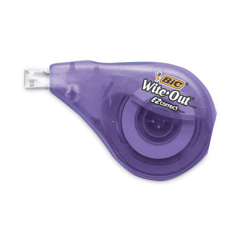 BIC Wite-Out EZ Correct Correction Tape, Non-Refillable, Blue/Yellow Applicators, 0.17" x 400", 4/Pack