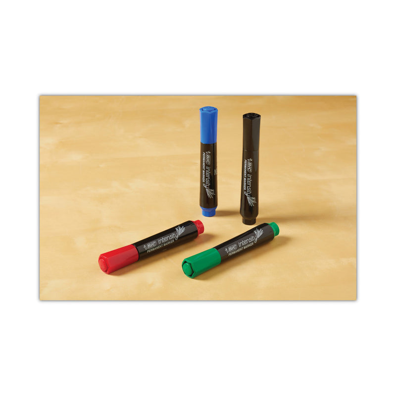 BIC Intensity Chisel Tip Permanent Marker, Broad Chisel Tip, Assorted Colors, Dozen