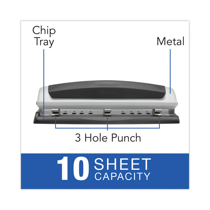 Swingline 10-Sheet Precision Pro Desktop Two- to Three-Hole Punch, 9/32" Holes