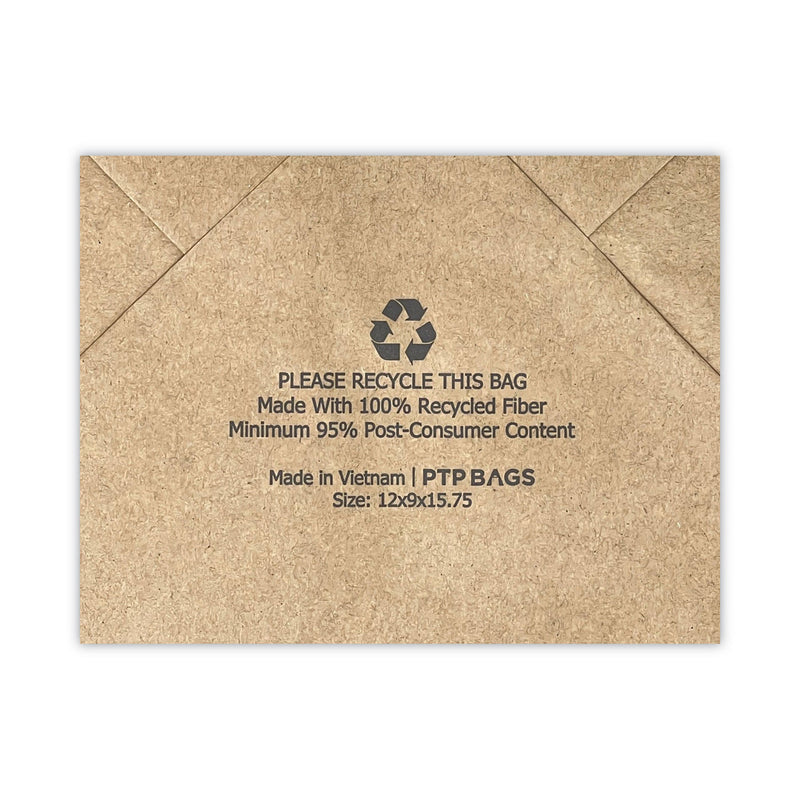 Prime Time Packaging Kraft Paper Bags, Regal, 12 x 9 x 15.75, Natural, 200/Carton