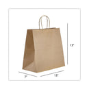 Prime Time Packaging Kraft Paper Bags, Jr. Mart, 13 x 7 x 13, Natural, 250/Carton
