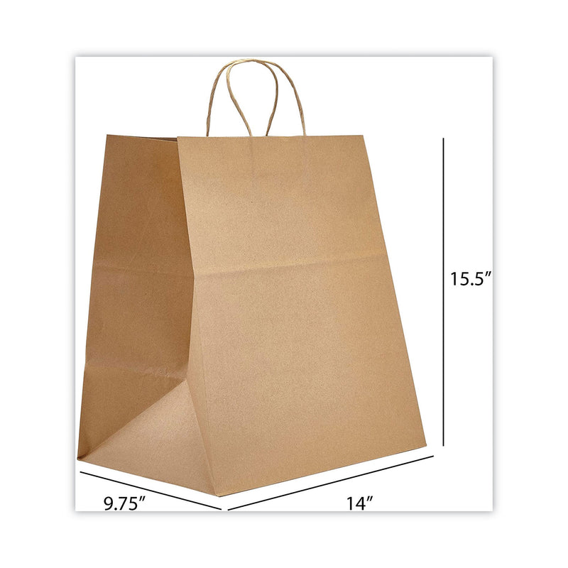 Prime Time Packaging Kraft Paper Bags, Super Royal, 14 x 9.75 x 15.5, Natural, 200/Carton