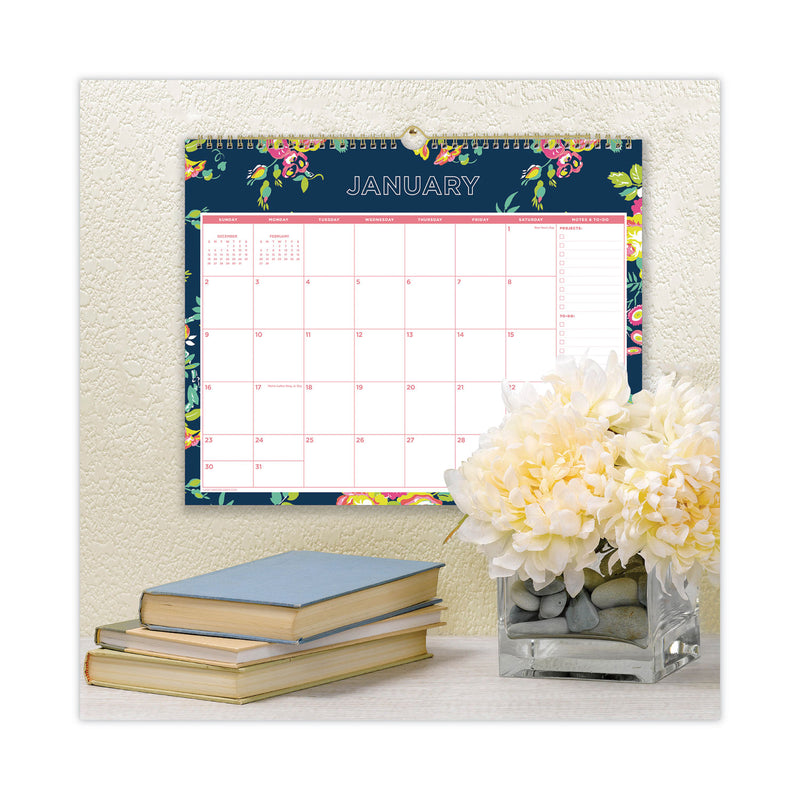 Blue Sky Day Designer Peyton Wall Calendar, Peyton Floral Artwork, 15 x 12, White/Navy Sheets, 12-Month (Jan to Dec): 2023