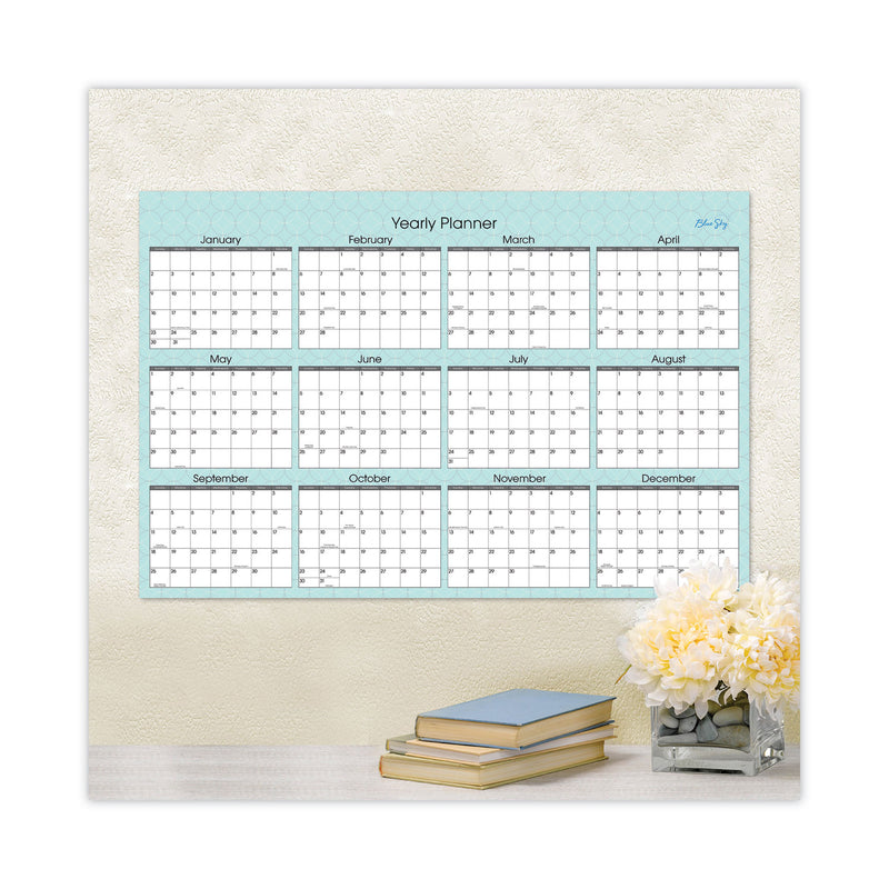 Blue Sky Picadilly Laminated Erasable Wall Calendar, Geometric Artwork, 36 x 24, White/Teal Sheets, 12-Month (Jan-Dec): 2023