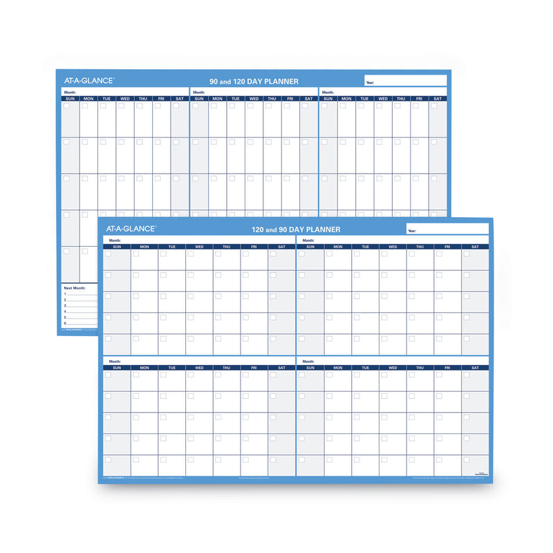 AT-A-GLANCE 90/120-Day Undated Horizontal Erasable Wall Planner, 36 x 24, White/Blue Sheets, Undated