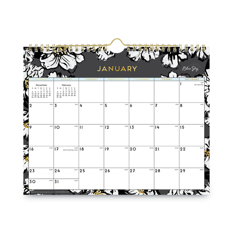 Blue Sky Baccara Dark Wall Calendar, Baccara Dark Floral Artwork, 11 x 8.75, White/Black Sheets, 12-Month (Jan to Dec): 2023