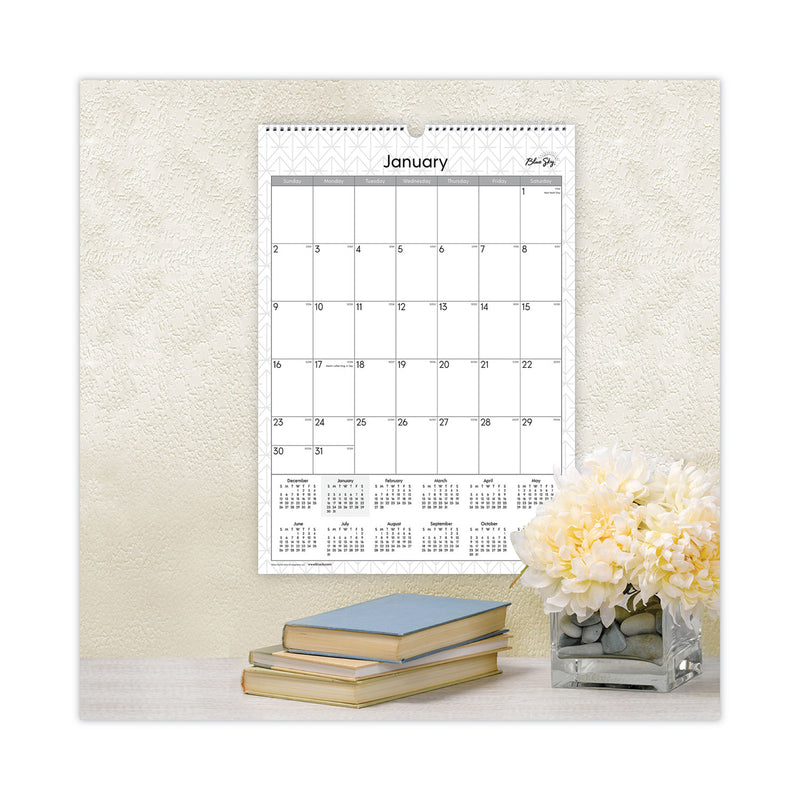 Blue Sky Enterprise Wall Calendar, Enterprise Geometric Artwork, 12 x 17, White/Gray Sheets, 12-Month (Jan to Dec): 2023