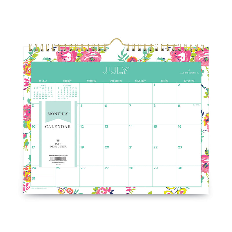 Blue Sky Day Designer Peyton Academic Wall Calendar, Floral Artwork, 11 x 8.75, White Sheets, 12-Month (July-June): 2022-2023