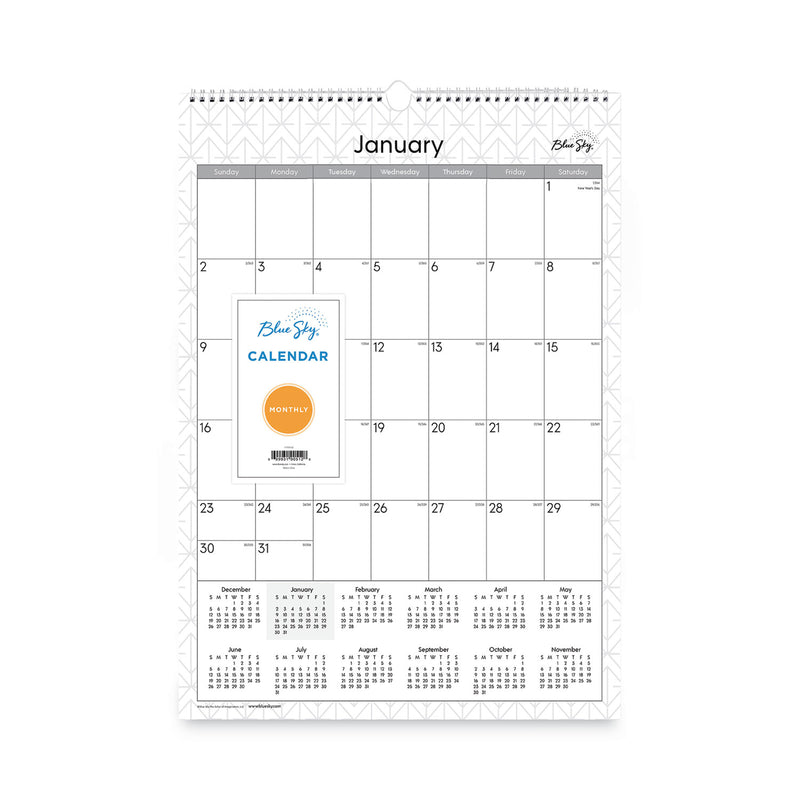 Blue Sky Enterprise Wall Calendar, Enterprise Geometric Artwork, 12 x 17, White/Gray Sheets, 12-Month (Jan to Dec): 2023