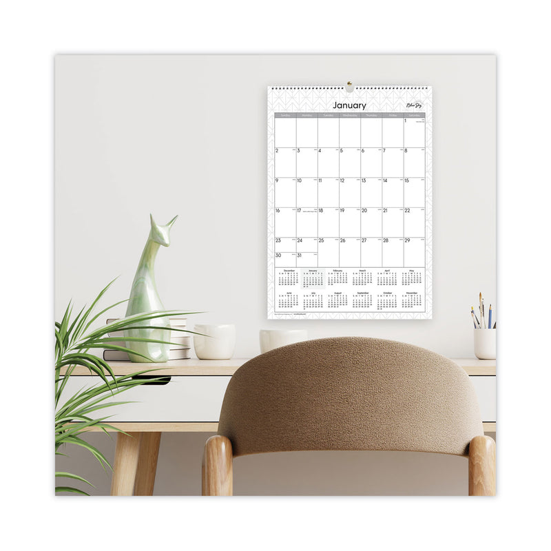 Blue Sky Enterprise Wall Calendar, Enterprise Geometric Artwork, 12 x 17, White/Gray Sheets, 12-Month (Jan to Dec): 2023