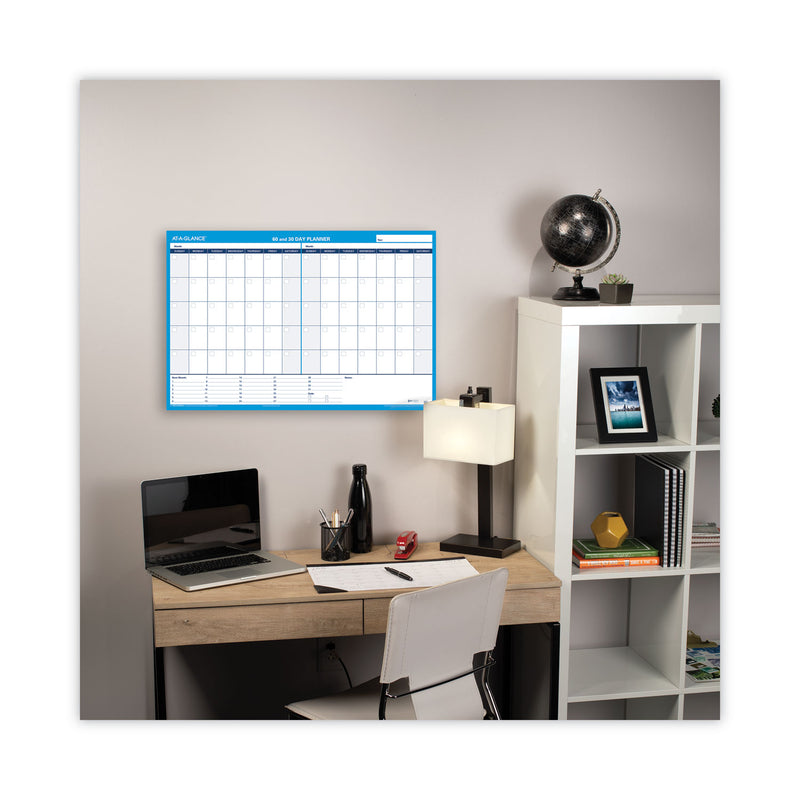 AT-A-GLANCE 90/120-Day Undated Horizontal Erasable Wall Planner, 36 x 24, White/Blue Sheets, Undated