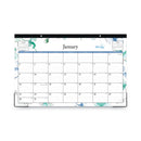 Blue Sky Lindley Desk Pad, Floral Artwork, 17 x 11, White/Blue/Green Sheets, Black Binding, Clear Corners, 12-Month (Jan-Dec): 2023