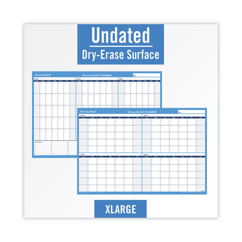 AT-A-GLANCE 90/120-Day Undated Horizontal Erasable Wall Planner, 36 x 24, White/Blue Sheets, Undated