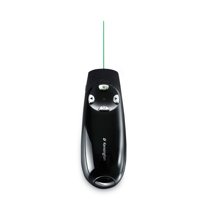 Kensington Wireless Presenter Pro with Green Laser, Class 2, 150 ft Range, Black
