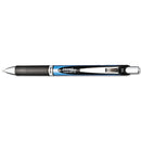 Pentel EnerGel RTX Gel Pen, Retractable, Fine 0.5 mm Needle Tip, Black Ink, Silver/Black Barrel