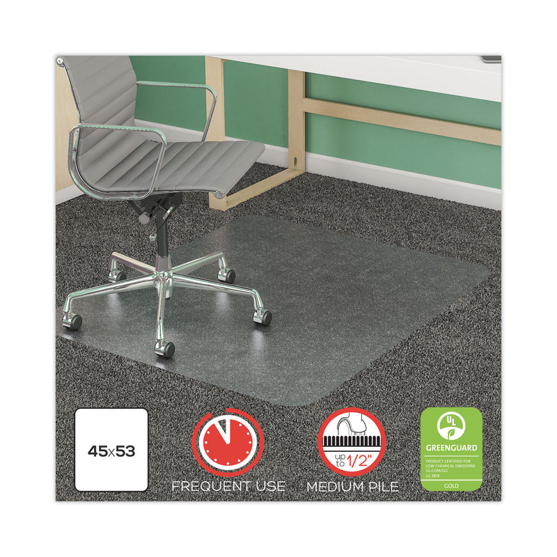 deflecto SuperMat Frequent Use Chair Mat, Med Pile Carpet, Flat, 45 x 53, Rectangular, Clear