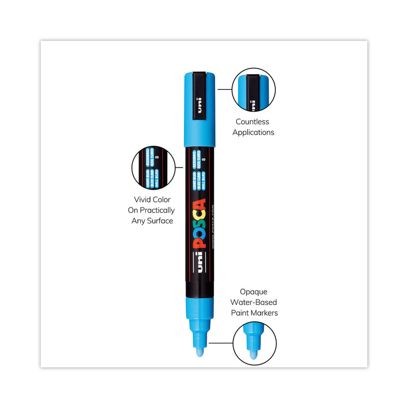 POSCA Permanent Specialty Marker, Medium Bullet Tip, Assorted Colors, 8/Pack
