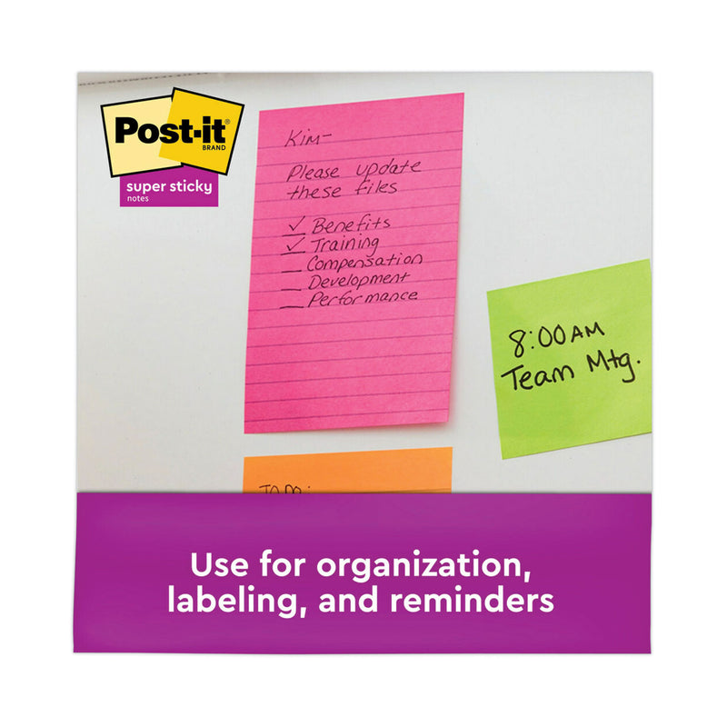 Post-it Pads in Energy Boost Collection Colors, Note Ruled, 4" x 6", 45 Sheets/Pad, 24 Pads/Pack