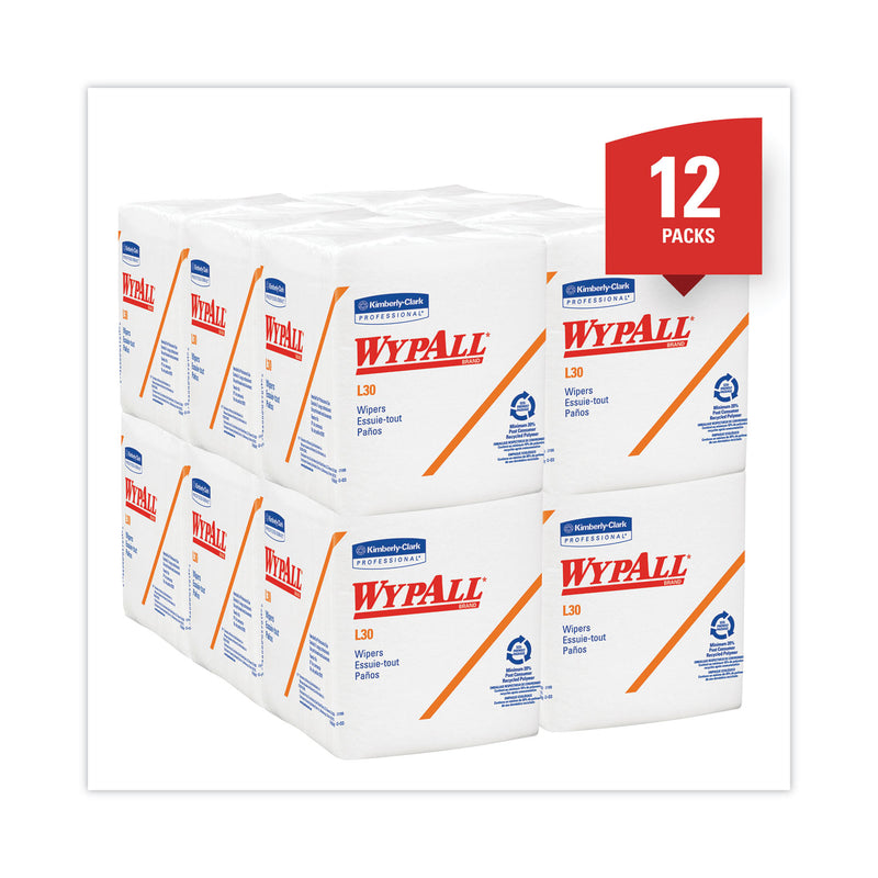WypAll L30 Towels, Quarter Fold, 12.5 x 12, 90/Polypack, 12 Polypacks/Carton