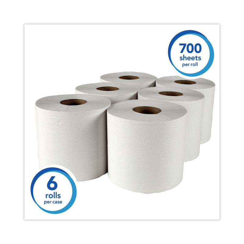 Scott Essential Roll Control Center-Pull Towels, 1-Ply, 8 x 12, White, 700/Roll, 6 Rolls/Carton