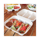 World Centric Fiber Hinged Containers, Taco Box, 3-Compartment, 7 x 8.3 x 3.2, Natural, Paper, 300/Carton