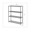 Alera All-Purpose Wire Shelving Starter Kit, Four-Shelf, 60w x 18d x 72h, Black Anthracite Plus