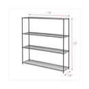 Alera BA Plus Wire Shelving Kit, Four-Shelf, 72w x 18d x 72h, Black Anthracite Plus
