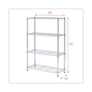Alera Residential Wire Shelving, Four-Shelf, 36w x 14d x 54h, Silver