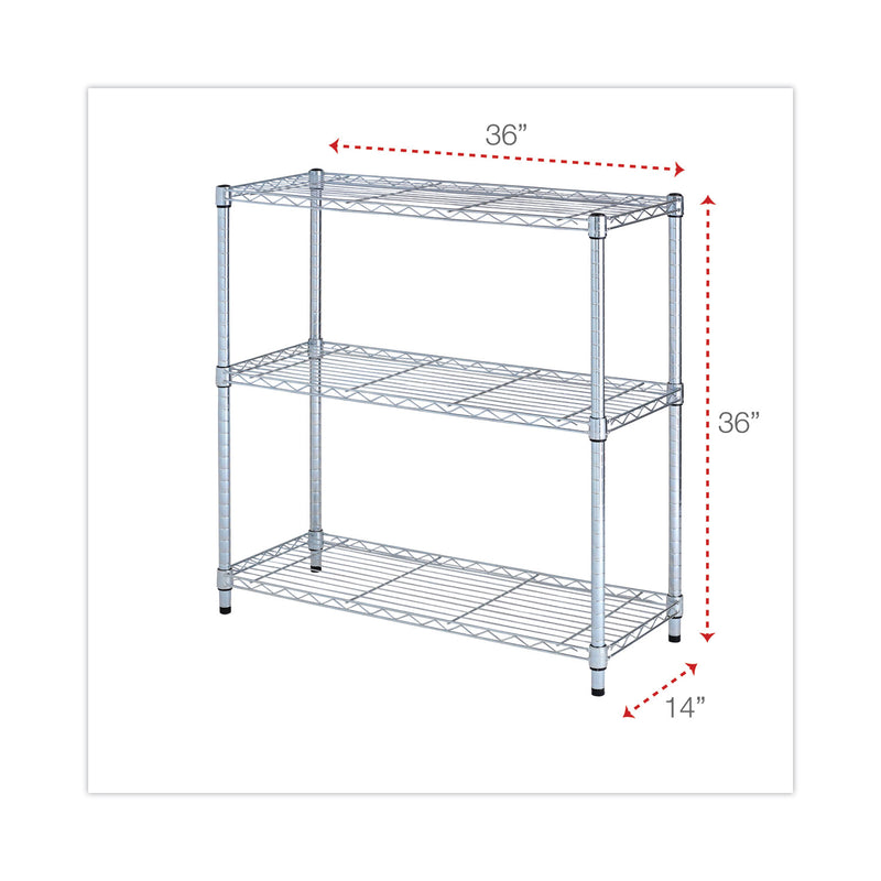 Alera Residential Wire Shelving, Three-Shelf, 36w x 14d x 36h, Silver
